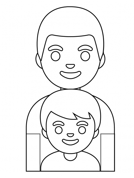 Family Man and Boy Emoji coloring page image