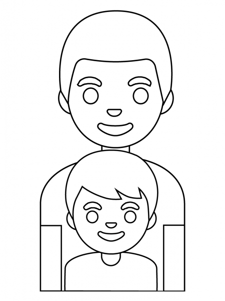 Family Man and Boy Emoji coloring page image