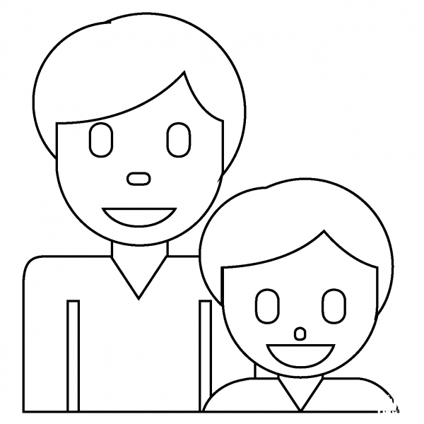 Family Man and Boy Emoji coloring page image
