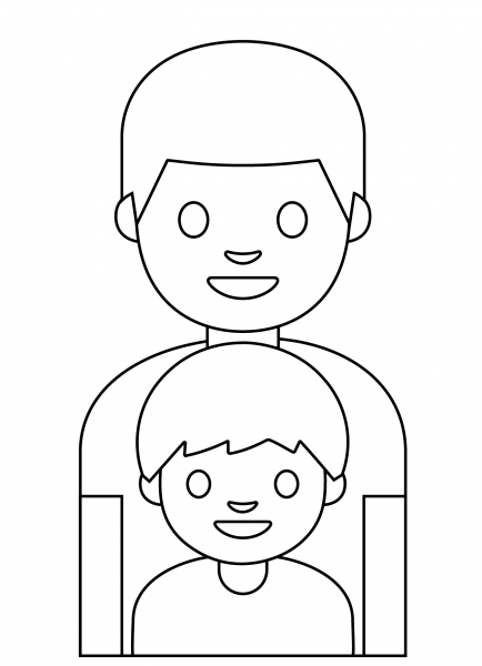 Family Man and Boy Emoji coloring page image