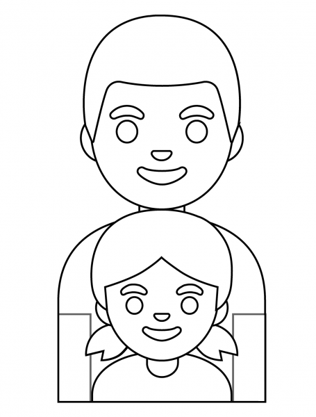 Family Man and Girl Emoji coloring page image