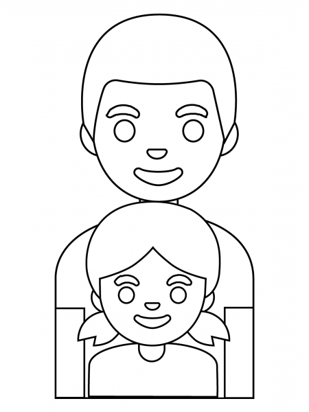 Family Man and Girl Emoji coloring page image