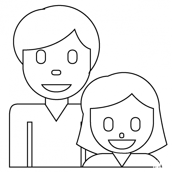 Family Man and Girl Emoji coloring page image
