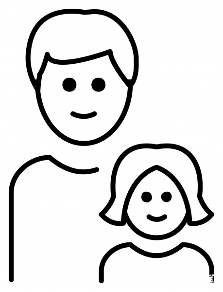 Family Man and Girl Emoji coloring page image