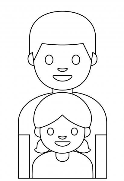 Family Man and Girl Emoji coloring page image