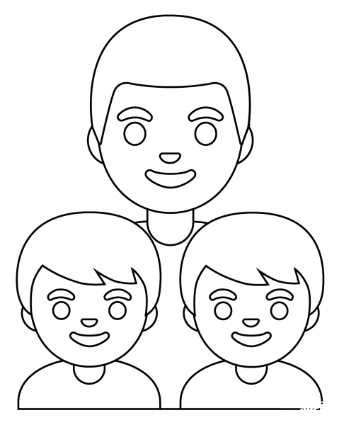 Family Man and Two Boys Emoji coloring page image