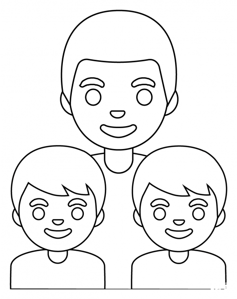 Family Man and Two Boys Emoji coloring page image