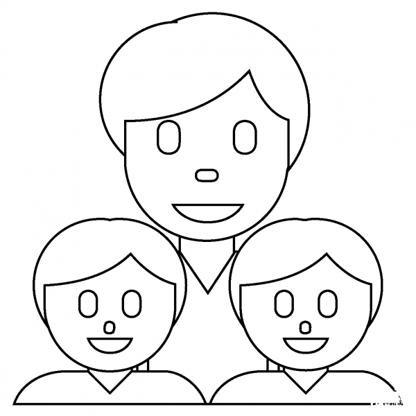 Family Man and Two Boys Emoji coloring page image