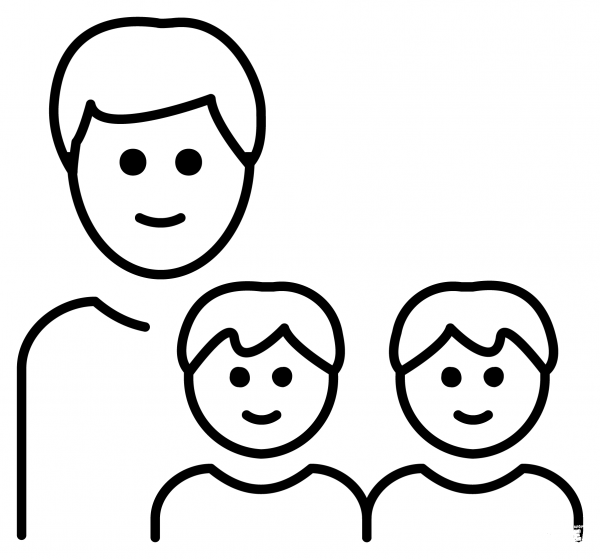Family Man and Two Boys Emoji coloring page image