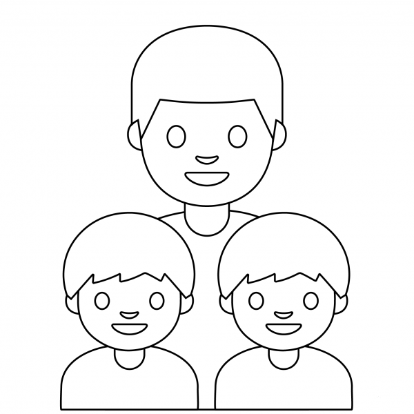Family Man and Two Boys Emoji coloring page image