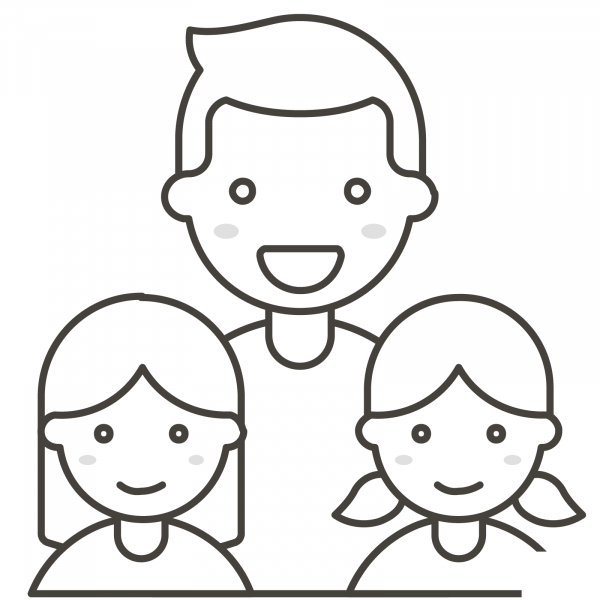 Family Man and Two Girls coloring page image