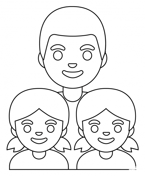 Family Man and Two Girls Emoji coloring page image