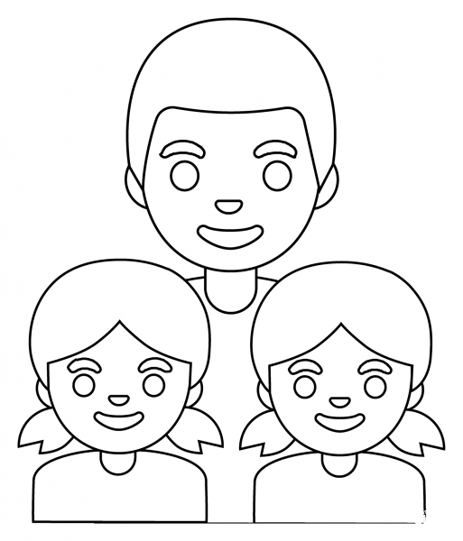 Family Man and Two Girls Emoji coloring page image
