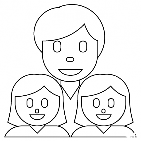 Family Man and Two Girls Emoji coloring page image