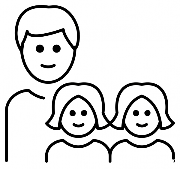 Family Man and Two Girls Emoji coloring page image