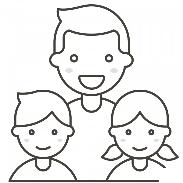 Family Man with Girl and Boy coloring page image