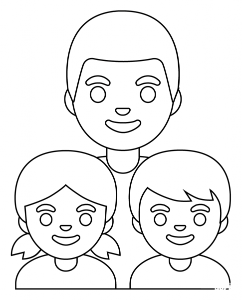 Family Man with Girl and Boy Emoji coloring page image