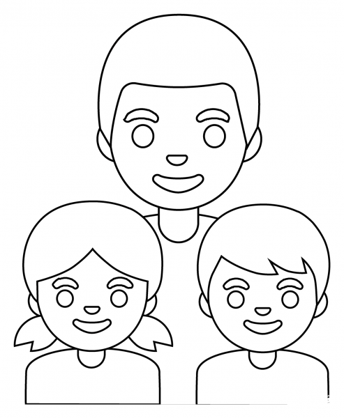 Family Man with Girl and Boy Emoji coloring page image