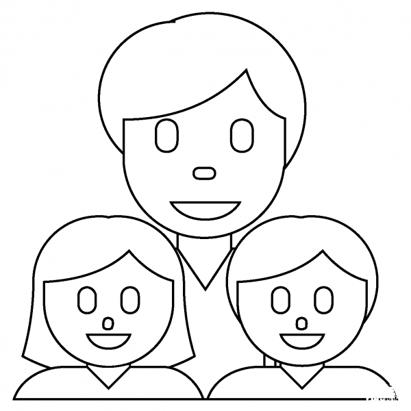 Family Man with Girl and Boy Emoji coloring page image