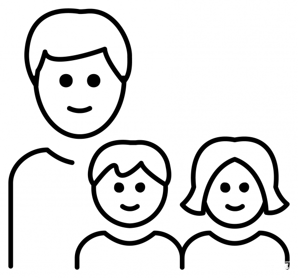 Family Man with Girl and Boy Emoji coloring page image