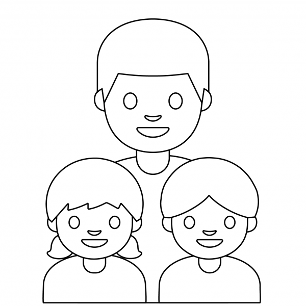 Family Man with Girl and Boy Emoji coloring page image