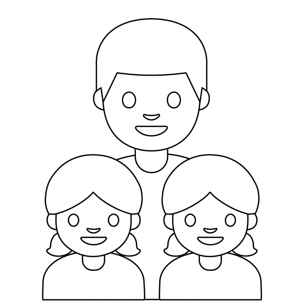 Family Man with Two Girls Emoji coloring page image