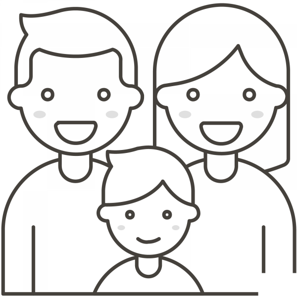 Family Man, Woman and Boy coloring page image