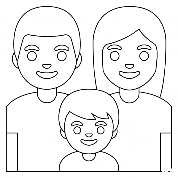 Family Man, Woman and Boy Emoji coloring page image