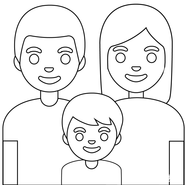 Family Man, Woman and Boy Emoji coloring page image