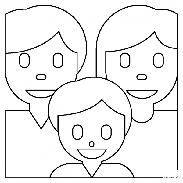 Family Man, Woman and Boy Emoji coloring page image