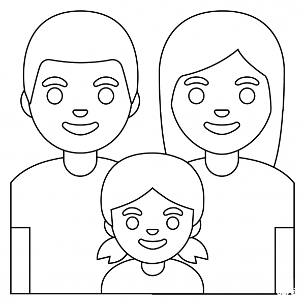 Family Man, Woman and Girl Emoji coloring page image