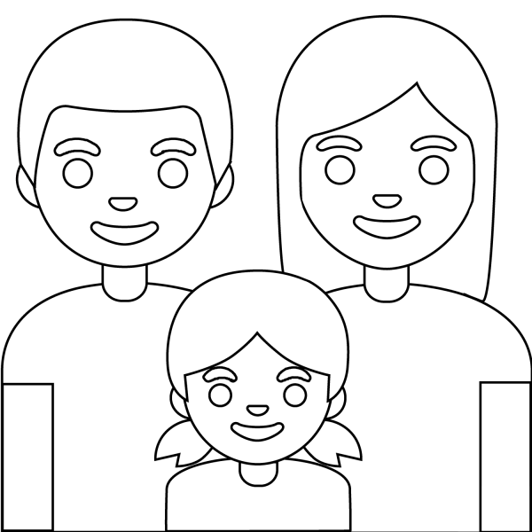 Family Man, Woman and Girl Emoji coloring page image