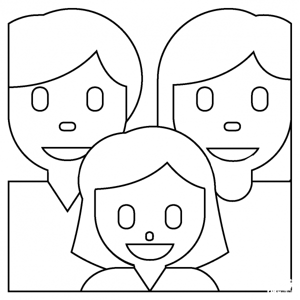 Family Man, Woman and Girl Emoji coloring page image