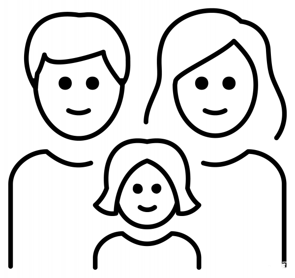 Family Man, Woman and Girl Emoji coloring page image