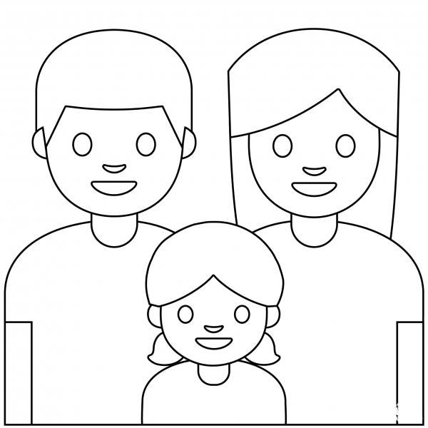 Family Man, Woman and Girl Emoji coloring page image