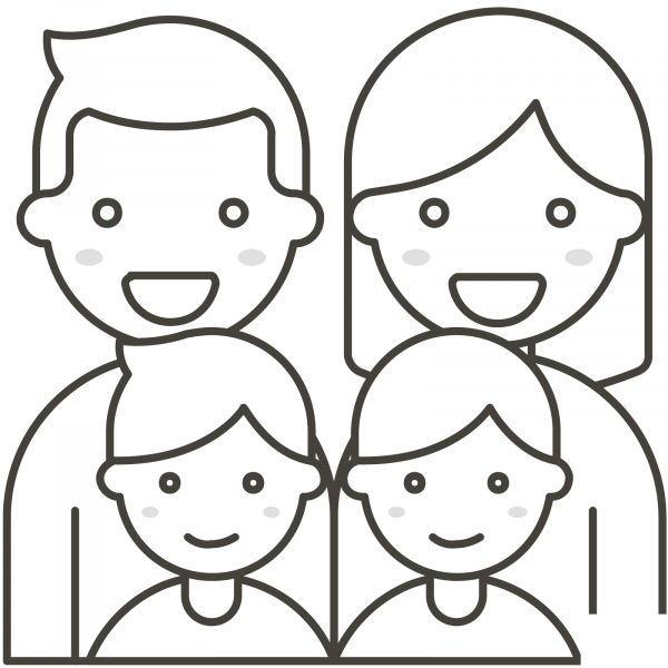 Family Man, Woman and Two Boys coloring page image