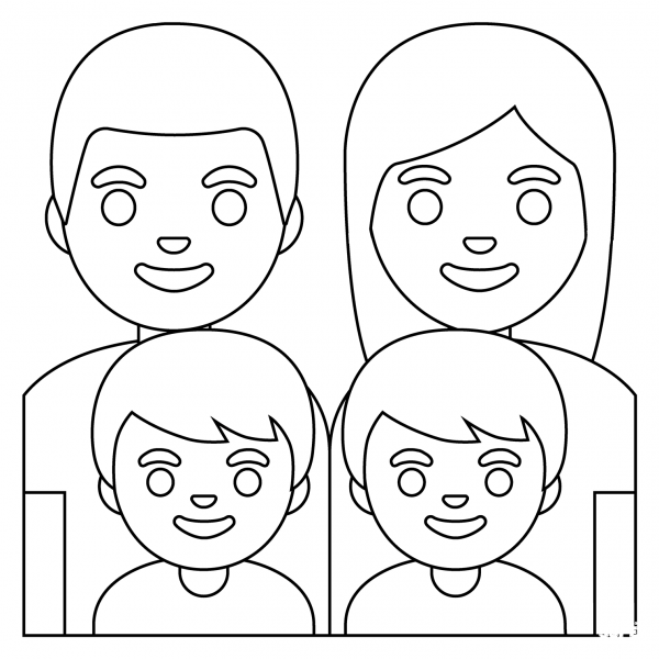 Family Man, Woman and Two Boys Emoji coloring page image