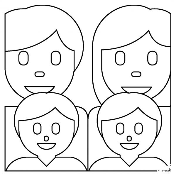 Family Man, Woman and Two Boys Emoji coloring page image