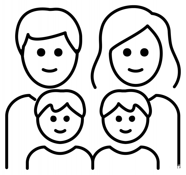 Family Man, Woman and Two Boys Emoji coloring page image