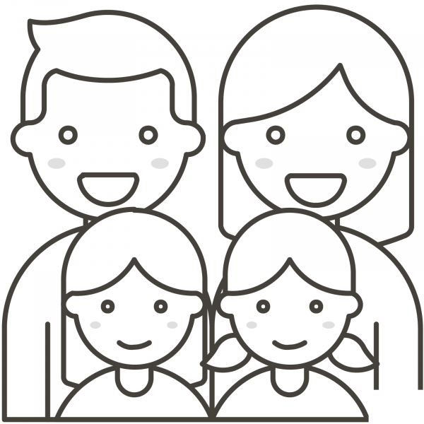 Family Man, Woman and Two Girls coloring page image