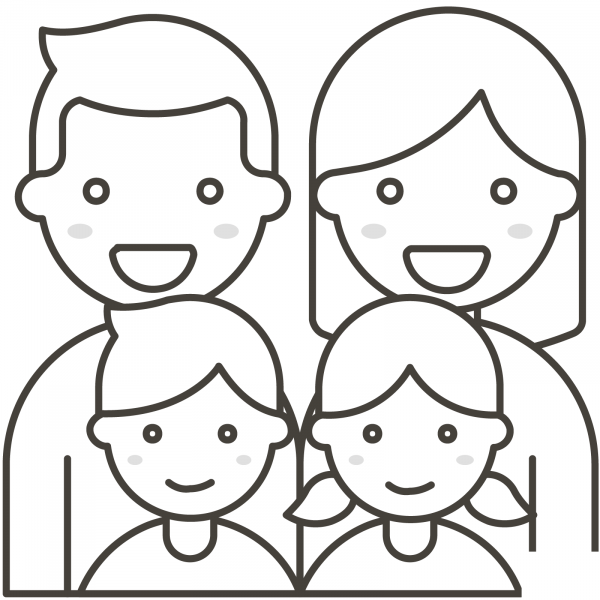 Family Man, Woman with Girl and Boy coloring page image