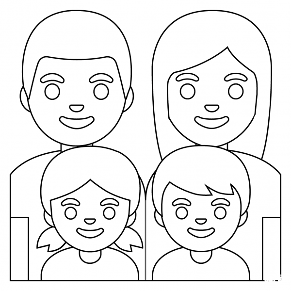 Family Man, Woman with Girl and Boy Emoji coloring page image