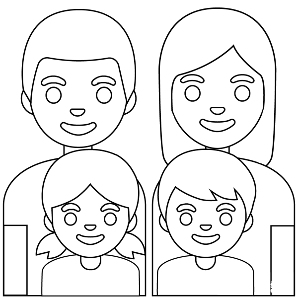 Family Man, Woman with Girl and Boy Emoji coloring page image