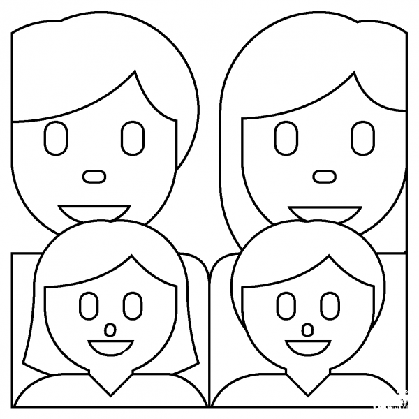 Family Man, Woman with Girl and Boy Emoji coloring page image