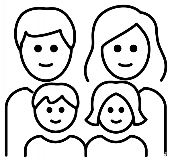 Family Man, Woman with Girl and Boy Emoji coloring page image