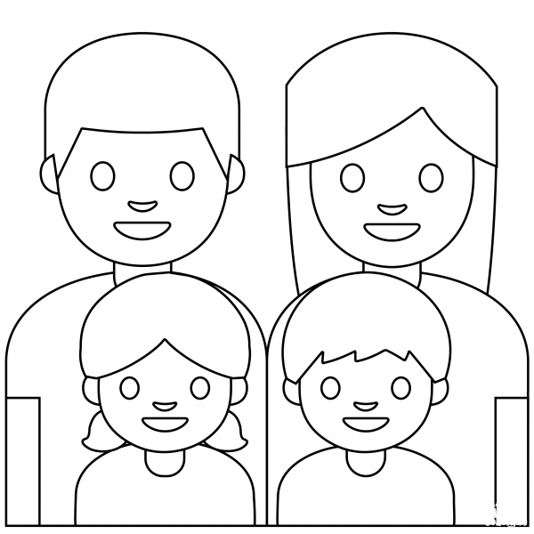 Family Man, Woman with Girl and Boy Emoji coloring page image