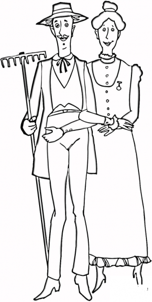 Family of Farmers  coloring page image