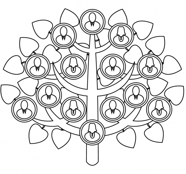 Family Tree coloring page image