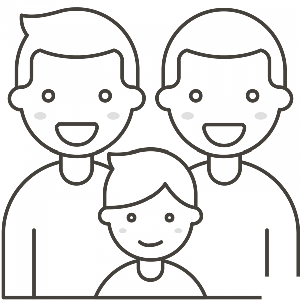 Family Two Men and Boy coloring page image