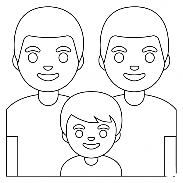 Family Two Men and Boy Emoji coloring page image